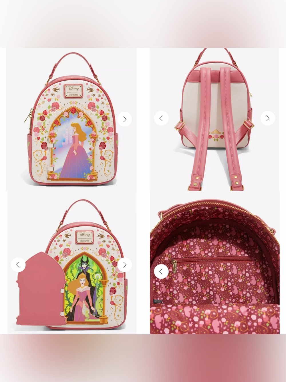 NWOT Loungefly Disney Sleeping Beauty Aurora Hinge Portrait Floral Backpack
